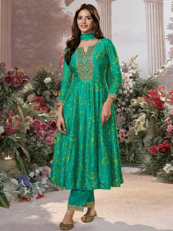 Women Ethnic Motifs Printed Regular Pure Silk Kurta with Trousers & Dupatta