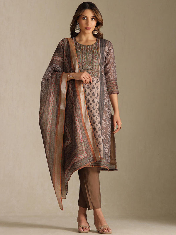 Women Ethnic Motifs Printed Regular Beads and Stones Kurta With Trousers & Dupatta