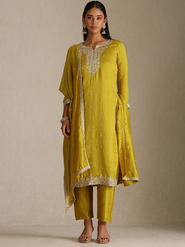 Women Ethnic Motifs Embroidered Kurta with Trouser & Dupatta