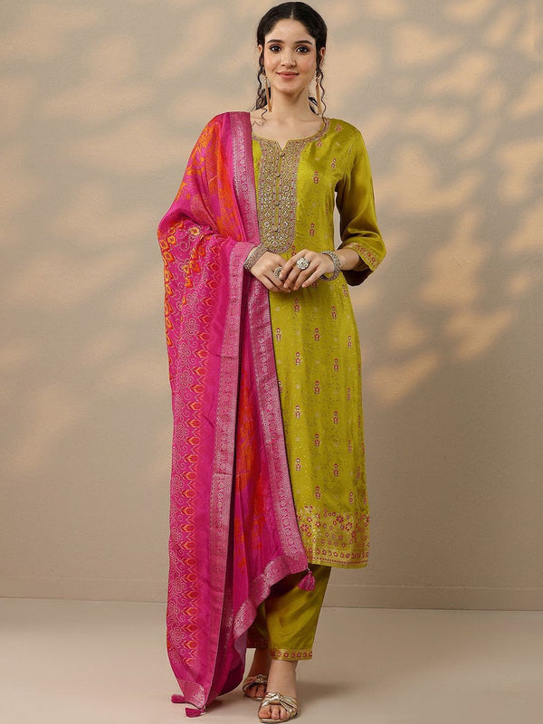 Women Ethnic Motifs Woven Kurta with Trousers & Dupatta