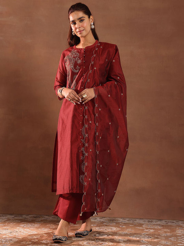 Women Paisley Embroidered Kurta with Trousers & Dupatta